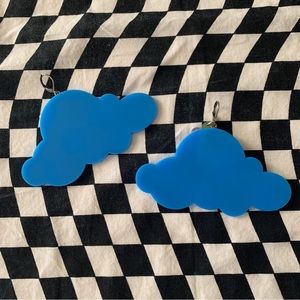 Marina Fini Acrylic Earrings Blue Clouds XL
